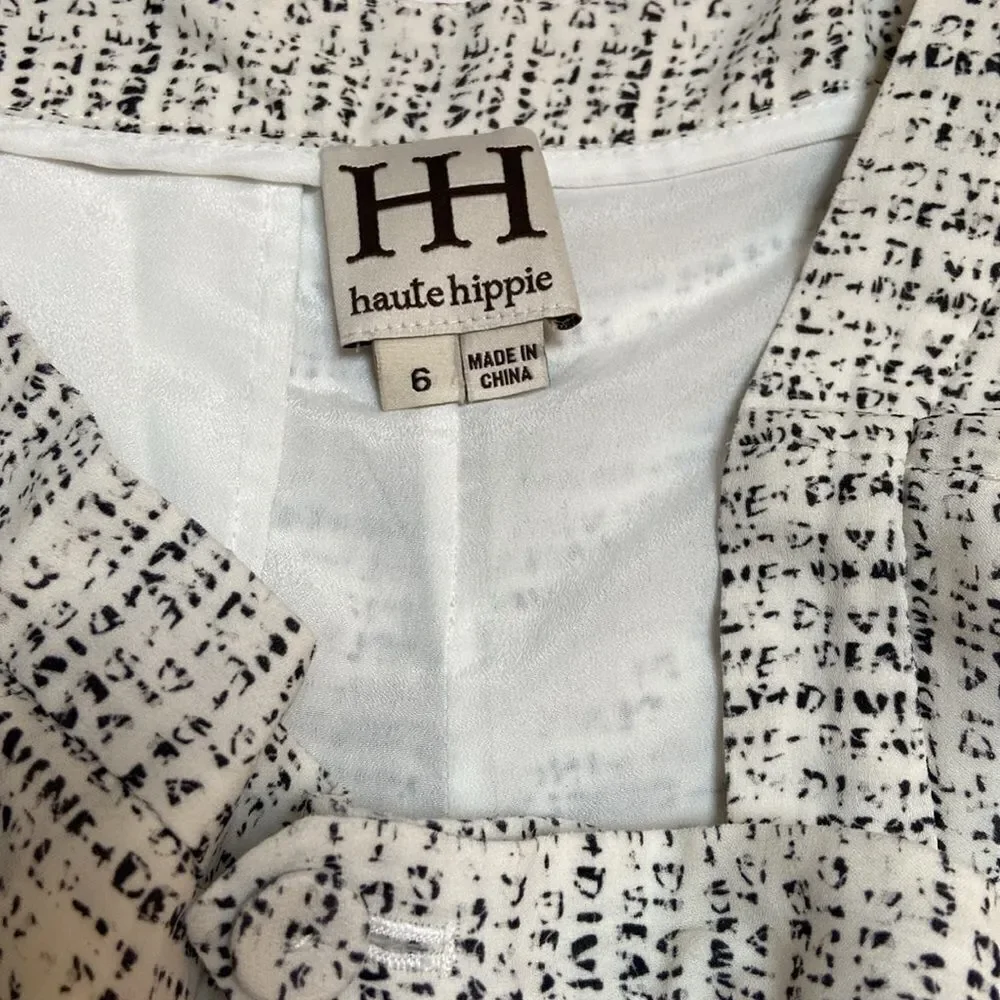 Haute Hippie Silk White and Black Shorts